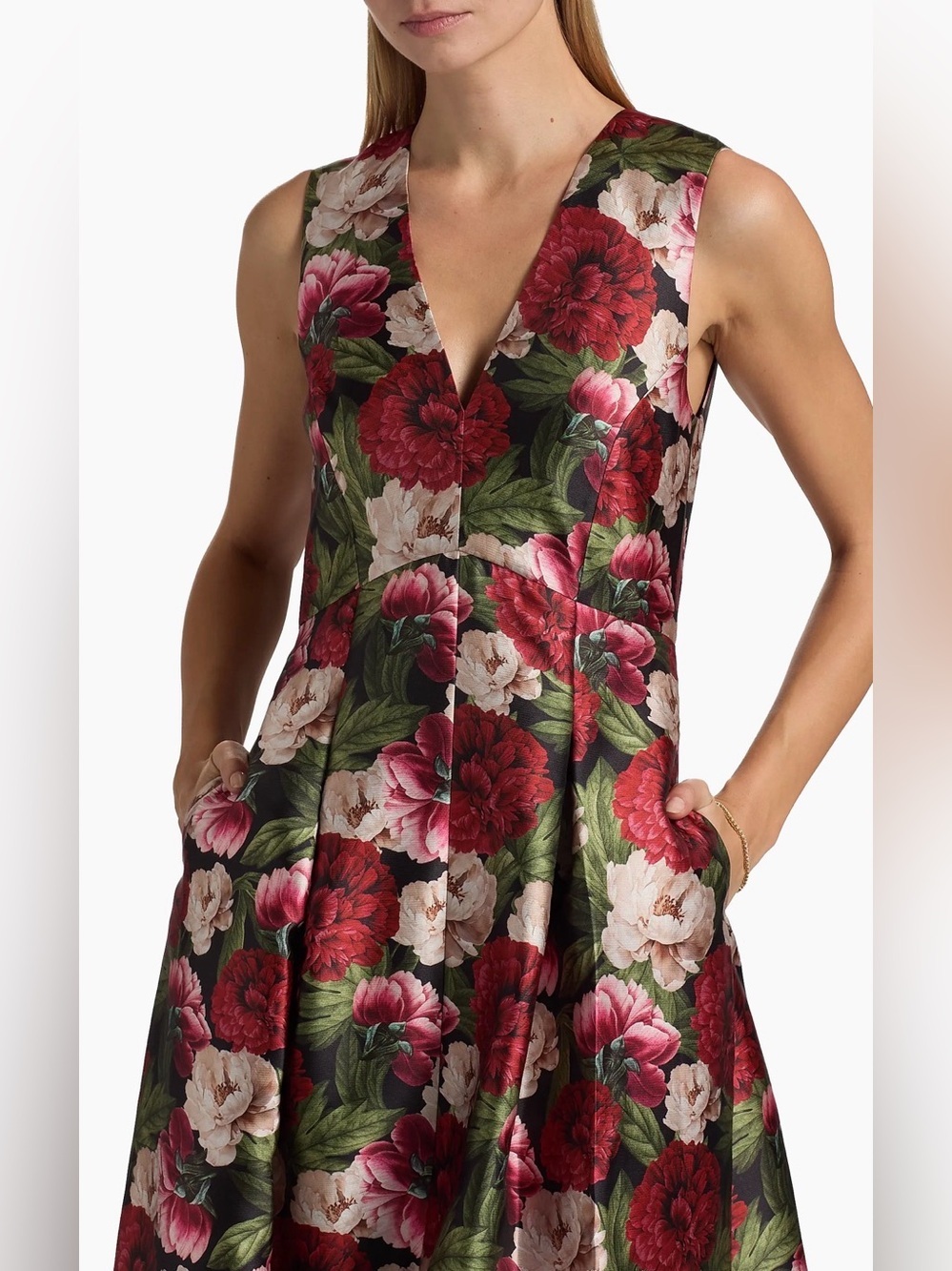 NEW SACHIN & BABI Brooke Peony floral sleeveless A-Line Gown Sz 8 - Picture 5 of 13